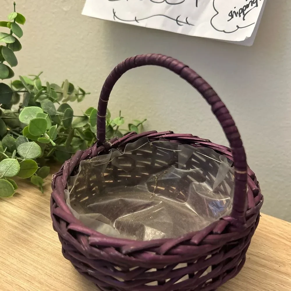 Purple Woven Handled Basket